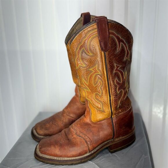 Double H 7.5 M Brown Leather Square  Western Work Boots Oil Resistant  USA Made - Picture 1 of 12